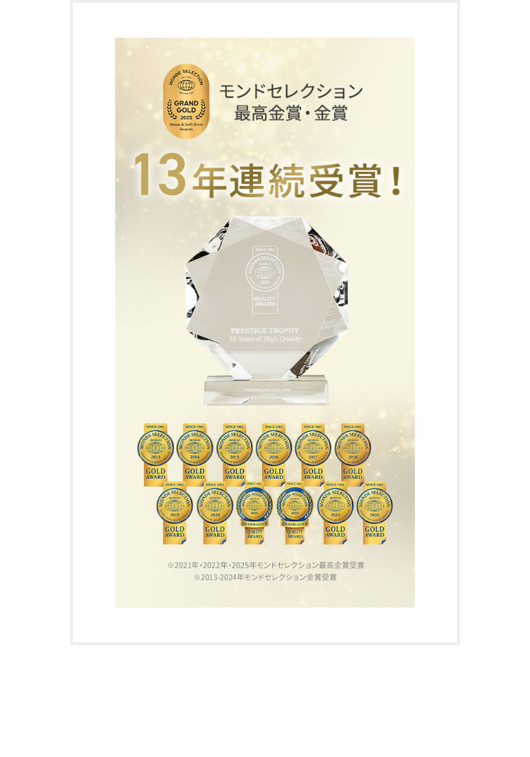 モンドセレクション
最高金賞 金賞
13年連続受賞!